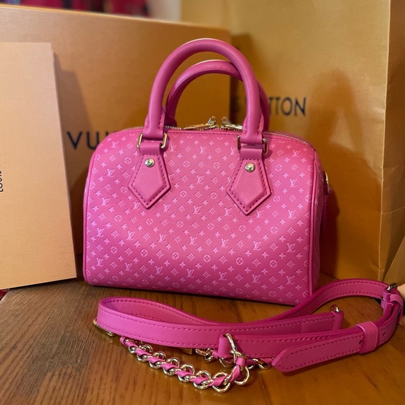 🩷 Louis Vuitton Speedy Bandouliere Nanogram 20 Rose EUC ONE OWNER - Picture 9 of 17